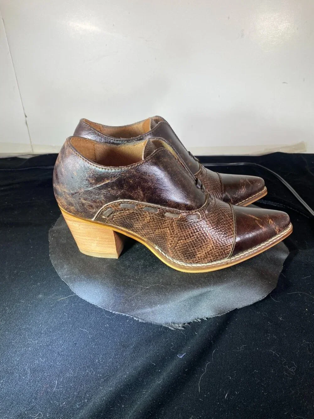 Women's 6.5 Brown Distressed, Nocona Ankle Snip Toe Boot, Slightly Used,
